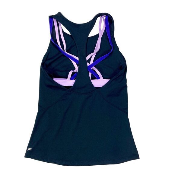 Fabletics Boost Built-In Bra Workout Tank Black Stretchy Gym Cross Fit Yoga Top - Picture 5 of 14